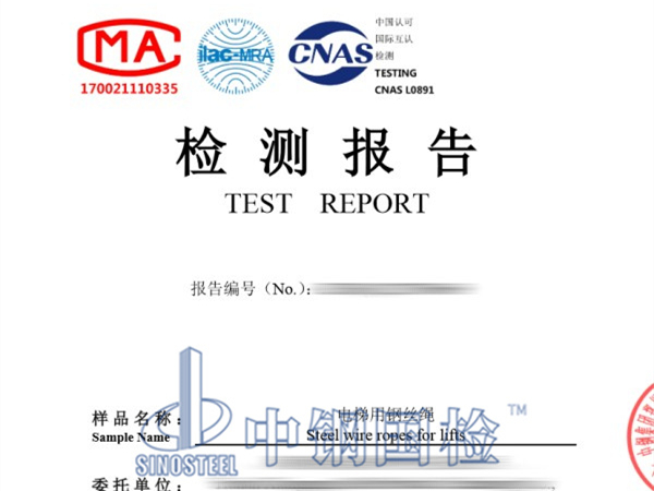 電梯用鋼絲繩檢測報告